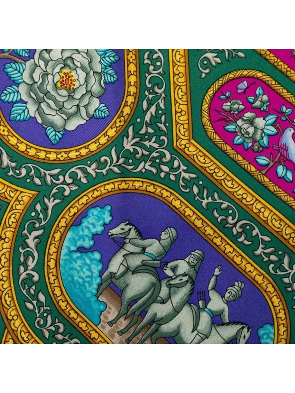 Hermes Qalamdan Scarf Blue Silk